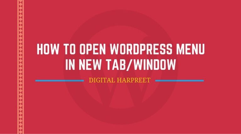 How To Open WordPress Menu Item In A New Tab / Window