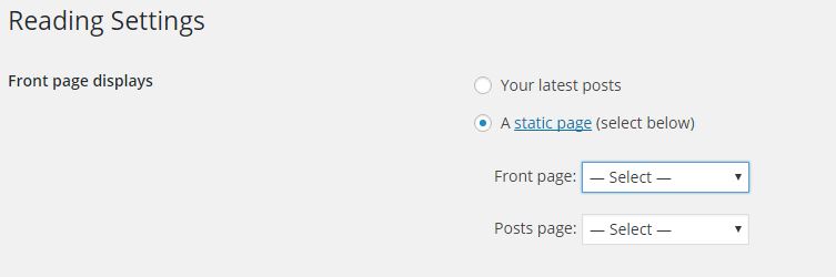 WordPress Static Page Setting