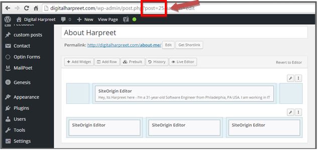 Wordpress Page ID Address Bar